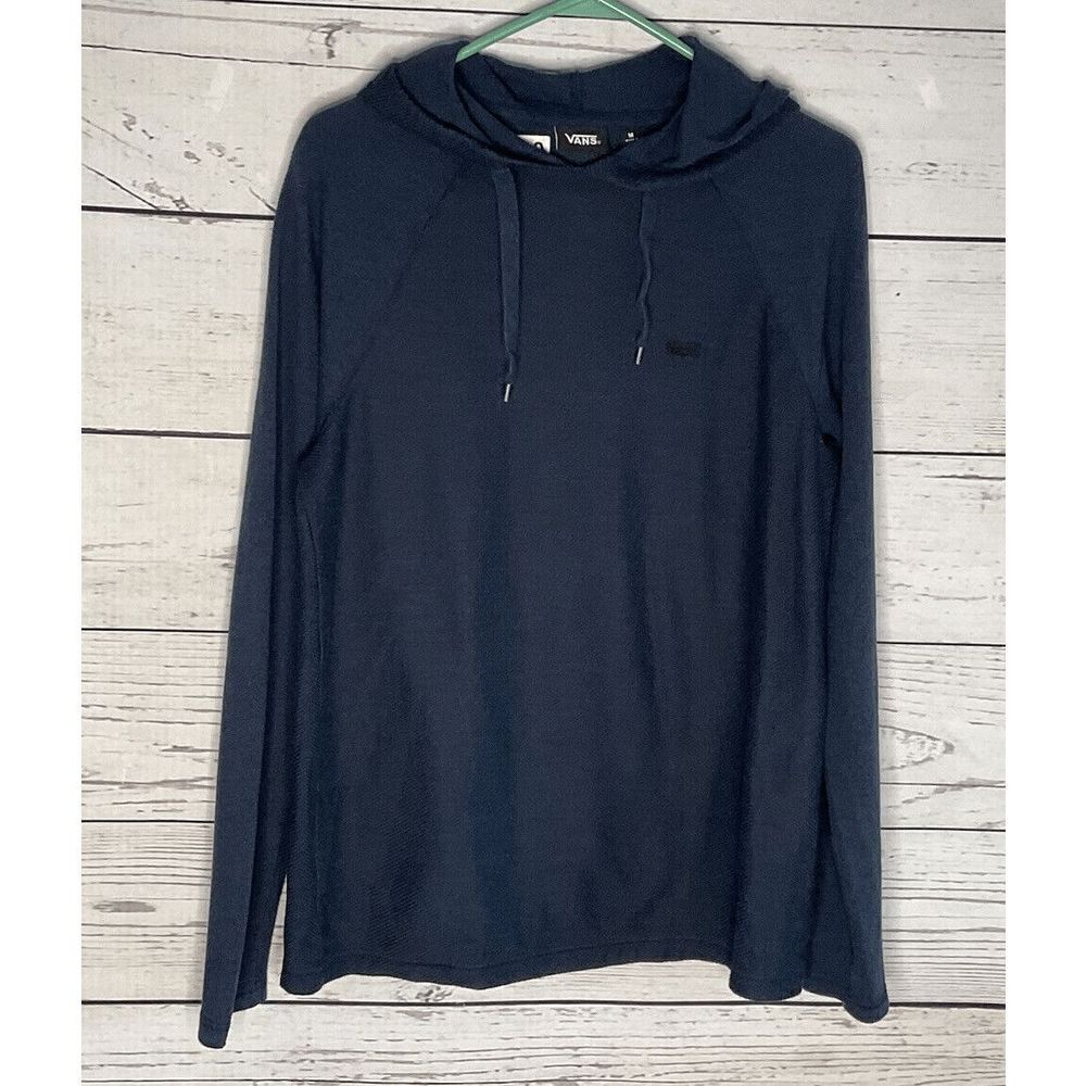 Vans Mens Navy Blue Heather Waffle Knit Long Sleeve Hooded Shirt Size M RN96277